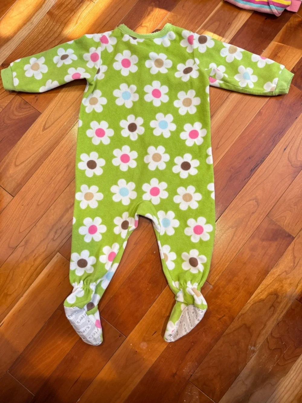 Carter's Green Floral Footed One-Piece Pajama - Picture 3 of 3